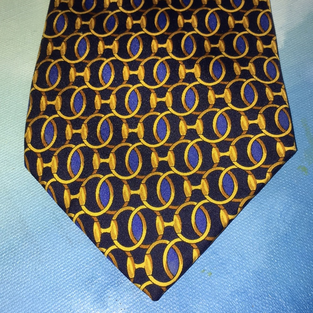 Gucci Classic Design Necktie Gold Royal Blue Black